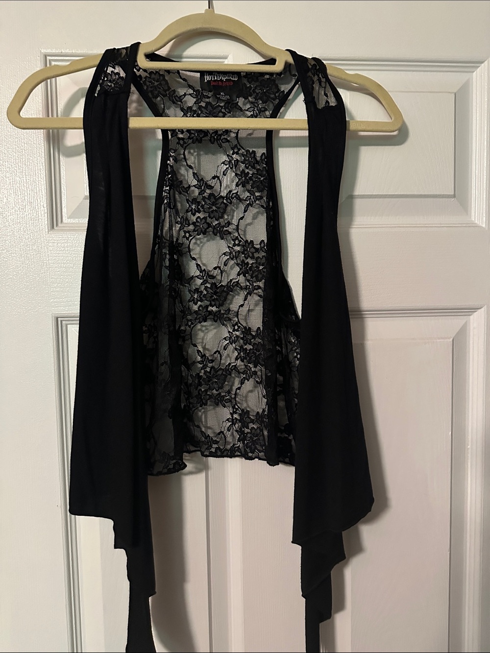 Black Lace-Back Draped Camisole Vest